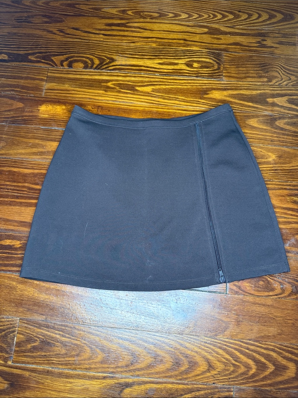 Women's chocolate brown Mini Skirt with Front Zip